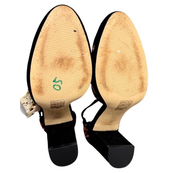 White House Black Market “Piper” Suede Embroidered Block Heel Shoes Size 7.5M - Picture 9 of 9